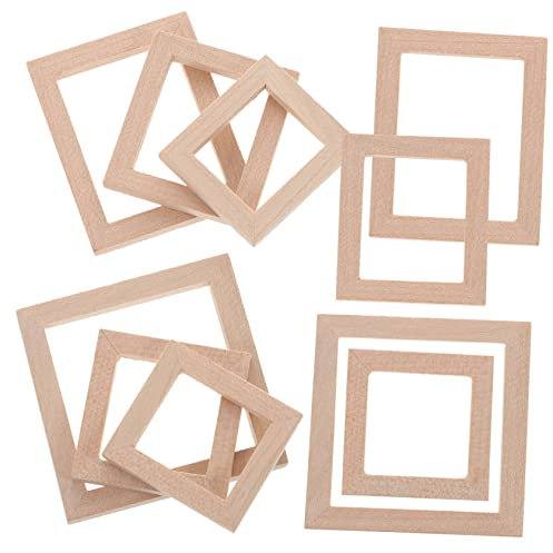 Cabilock 10 Pièces Cadre en Bois Massif Maison De Poupée en Bois Kit Maison Miniature Cadres en Bois Non Finis Cadre Photo Miniature Bricolage Cadre Photo Décor Fait Main Petite Photo