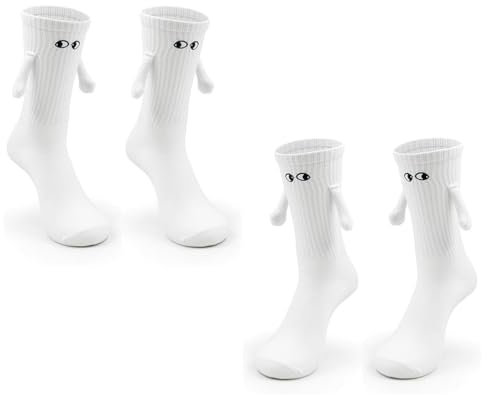 KOMUNJ 2 Paar Magnetische Socken mit Händen - Freundshaftssocken, Kleine Geschenke, Pärchensocken, Unisex Süße Socken