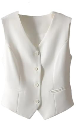 Gilet de costume pour femme - Décontracté - Coupe ajustée - Sans manches - Sans manches - Sens du gilet pour femme, blanc, L