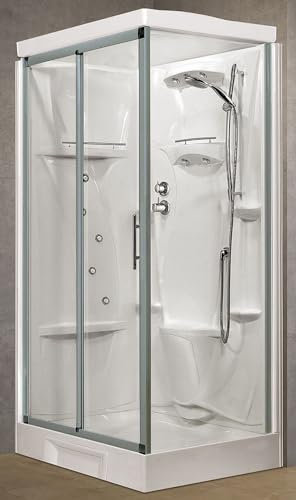 Novellini New Holiday 2P+F Idromassaggio Tettuccio Soffione 120x80 cm Cabina Doccia Multifunzione Apertura Scorrevole Reversibile Miscelatore Termostatico Vetro Trasparente Profilo Silver H 217,5 cm