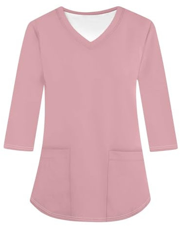 Saymany Kasack Pflege Damen, Longshirt Pflege Kasack Damen Berufskleidung Pflege Hosen Oberteile Damen Kasack Damen, Kasaks Altenpflege Damen Kurzarm Bluse Damen Bedruckt(5-Pink,M