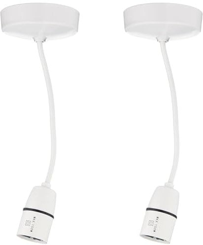 MK 150mm Thermostat Pendant Set (Pack of 2) - White Plastic Edison Screw (ES) Pendant Light