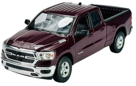 Welly Dodge Ram 1500 Pick-Up Double cabine Rouge foncé 5ème génération à partir de 2019 1/24 Modèle de voiture en métal
