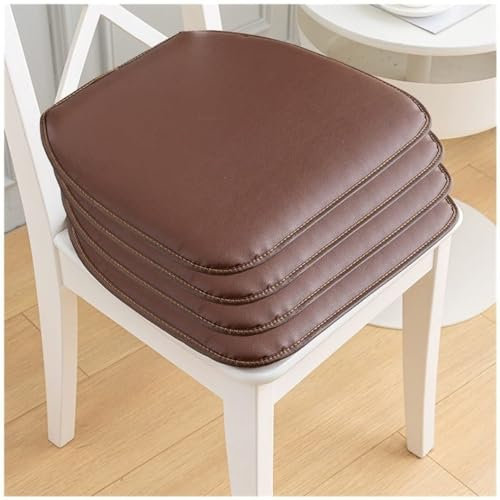 Braun,Set of 4, Stuhlkissen Für Esszimmerstühle, 43 X 40 cm Leder Hufeisen Stuhl Kissen Durable Soft Sitzkissen, rutschfeste Küche Stuhl Pad Mit Krawatten Mit Maschine Waschbar Abdeckung