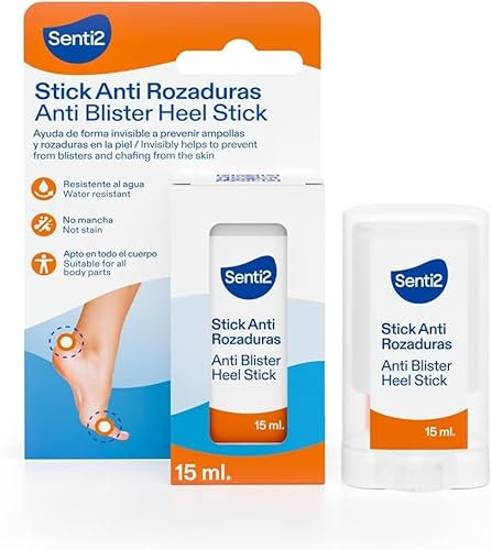 Senti2 Stick Anti-Rozaduras 15ml, previene ampollas y rozaduras, apto para todo el cuerpo, no mancha - paquete de 2