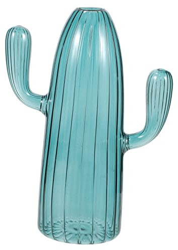 SEWOART Dekorative Glasvase für Pflanzen und Blumen Blaues Glas Kompakt Kreativ für Balkon oder Büro Praktische Tischdekoration