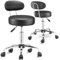 Casaria® Rollhocker mit Lehne Höhenverstellbar 2er Set 360°C Drehbar 46-60cm Sitzhöhe 10cm Polsterung Büro Drehhocker Arbeitshocker Hocker Schwarz