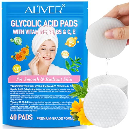 Glykolsäure Pads für Gesicht - Salicylsäure Pads, Peeling Gesichtstücher Wattepads für Hautpeeling & Tiefenreinigung mit Allantoin & Calendula, Gesichtsreinigungspads für Frauen - 40 Pads