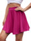 HomRain Falda básica midi para mujer, falda acampanada, falda de patinadora, falda elástica con vuelo, falda de cintura alta, fucsia, M