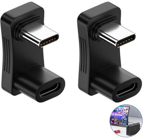 2PCS 180 Degree USB C Adapter, USB-C Male to USB-C Female Adapter Connector U Shape USB-C Extender Adapter with PD 100W/10 Gbps Supports 4K@60Hz for Laptop Tablet Phone Type C Interface Devices