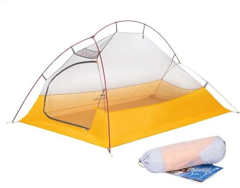 Tunnelzelte 20D 10D Zelt 2 Personen Ultraleicht 1,5 kg Wasserdichtes Outdoor-Campingzelt mit Matte Tragbare Reise biwakzelt(Cloud Up 20D Gray)