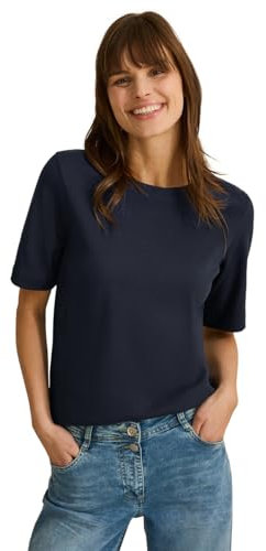 Cecil B322914 Camiseta básica con Estructura Acanalada, Azul Universal, XS para Mujer