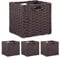 Relaxdays Aufbewahrungskorb, 4er Set, geflochten, Kleidung, Spielzeug, HBT: 31 x 32 x 30 cm, Kunststoff Regalkorb, braun, Eisen
