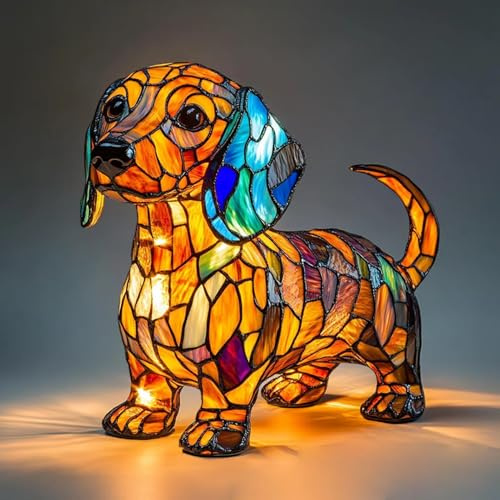 Nachtlicht in Hunde-Serie, Tier-Tischlampe, gebeiztes Kunstharz, Corg i/Mops/Französische Bulldogge/Dackel/Labrador/Katze, niedliche Schreibtischlampe für Schlafzimmer, Wohnzimmer, Zuhause, Büro