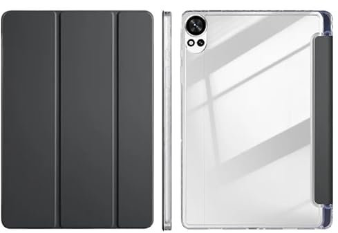 Funda de Cuero sintético Triple con Soporte for Huawei MatePad 12X / MatePad Air 12 2024 de 12 Pulgadas, con Parte Trasera rígida de acrílico Transparente.(Black,MatePad Air 12 2024)
