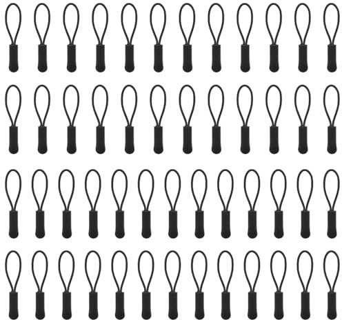 100 Stück Reißverschluss Anhänger Schwarze Zip Extension Tag Einfädeln Reißverschlussanhänger Reißverschluss Anhänger für Rucksack Jacke Geldbörse Gepäck Handtasche Kleider Sweatshirt Reise Dekorativ