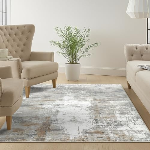 Large Area Rugs for Living Room, 120x180cm Colorful Printed Area Rug Faux Wool + Cotton, 600gsm Soft & Durable, Non-Slip, Machine Washable Floor Carpet for Living Room, Bedroom, Kids Room, Kitchen