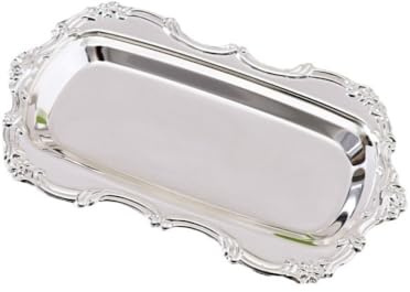 Vintage Embossed Serving Platter,Iron Dessert/Snack Plate, Appetizer Serving Dishes,Jewelry Storage Organizer Tray(Silver)