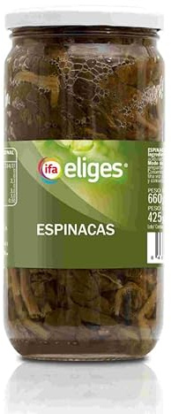 Espinacas Natural, Spinat im Glas, 425g Abtropfgewicht, 4er Pack