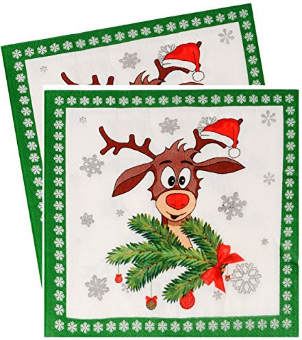 alles-meine.de GmbH 10 Stück Servietten - Didi das kleine Rentier - GRÜN/Winter - zu Weihnachten - festlich gedeckt - Tischserviette Papier - Weihnachtstisch - Weihnachts..