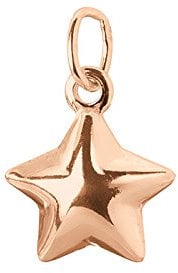 Beads Jar Puffed Star Charm With Jump Ring 10mm Rose Gold Plated