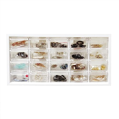 livinbox Desk Small Parts Cabinet for Crafts Hardware Parts w/20 Drawers, Sewing Supplies, Bricks, Teacher Toolbox, Tool Cabinet, White, A9-520-WT