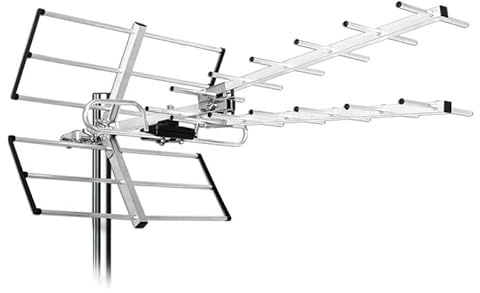 NEW! Antenna 16 elementi per Digitale Terrestre/Mediaset/Rai/DVB-T2 - Dipolo con filtro LTE/4G incorporato - Pronta all'uso in soli 5 secondi - Colore BIANCO