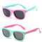 FOURCHEN Gafas de Sol para Niños/Niñas - Clout Goggles Oval Mod Retro Round Lens Negras (Kids Polarized - Green Pink)