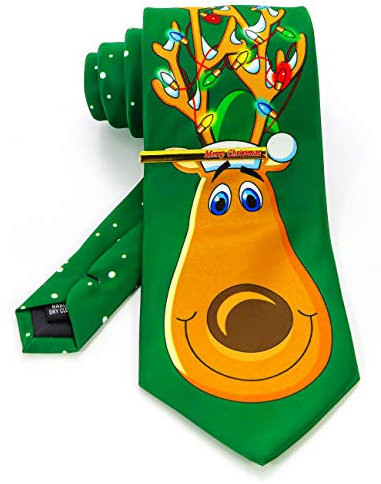 JEMYGINS Krawatte Herren Elk in Seide Weihnachten Weihnachtsgeschenke und Krawattenklammer Set(1)