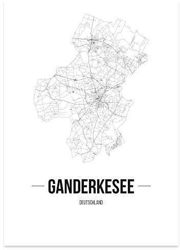 JUNIWORDS Stadtposter - Wähle Deine Stadt - Ganderkesee - 30 x 40 cm Poster - Schrift B - Weiß