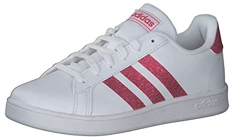 Adidas Grand Court K, Scarpe Unisex - Bambini e ragazzi, Bianco/Vero Rosa/Bianco, 36 2/3 EU