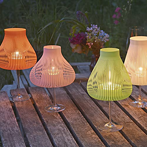 MISS MOLLY 4er Set bunt, Lampenschirme für Weingläser, Jubiläum Verlobung Hochzeit Dekoration, Adventskranz Weihnachten Deko, Weinzubehör, originelles Geschenk für Weinliebhaber, excl. Weinglas