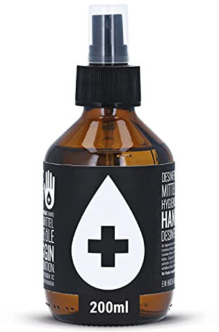 HEIMAT Hand Desinfektionsmittel kleine Flasche für unterwegs, Spray 200ml mit ätherischen Öle, sehr schonend für Haut, WHO-Zertifizierung - nachhaltige Glasflasche zum Wiederbefüllen
