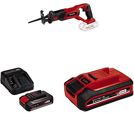Einhell Cordless Universal Saw TE-AP 18 Li with Original Einhell 18V 2.5Ah Starter Kit Power X-Change with Original Einhell 18 V 3.0 Ah Power X-Change Plus