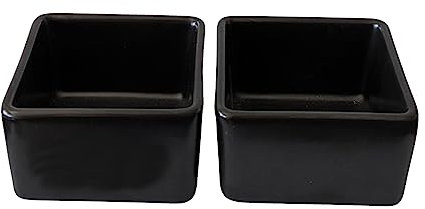 Set of 2 Small Serving Bowls for Dips, Souces or Snacks in Black Ceramic, 7 x 7 cm