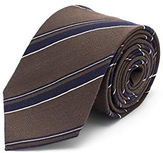 Brera67: elegante braune gestreifte Krawatte aus Seide und Wolle 148 x 8 | Krawatten für Herren | Krawatte Jungen | Accessoires Männer für Jacke und Anzug