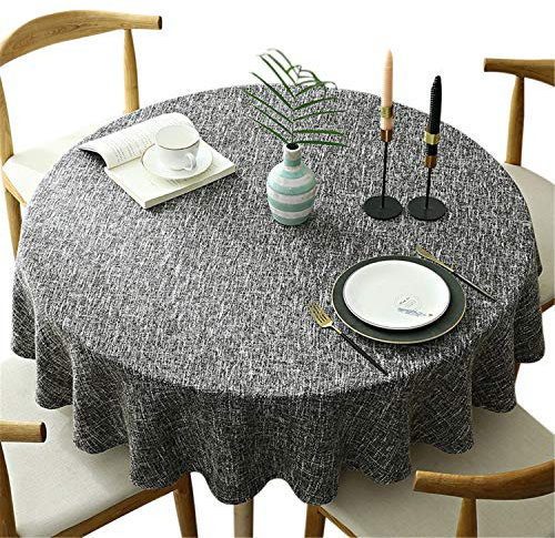 Schwere Runde Tischdecke - Dekorative Einfarbige Baumwolle Leinen für Küche Esszimmer Haus Tischdekoration, Dunkelgrau, 120 cm