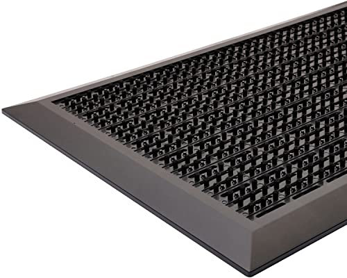 Desan | Eco Bürstenmatte | 40 x 60 cm | Fußabtreter für Außen und Innen | Türmatte für die Haustür | Fußmatte mit Rampe | Schmutzfangmatte | Bürsten | Schwarz
