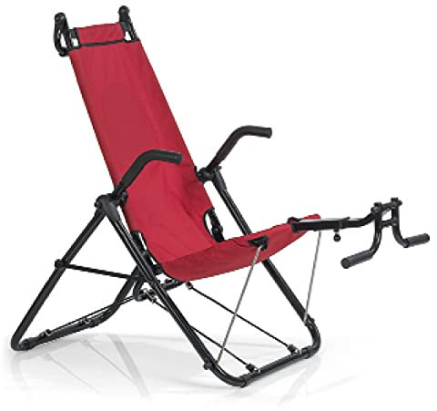 MAXXMEE Inversionstrainer Deluxe | Für jedes Alter, für jeden Fitness-Level | Zur Stärkung der Rücken-, Bauch- und Beinmuskulatur | Bis 120 kg belastbar, Zusammenklappbar [rot/schwarz]