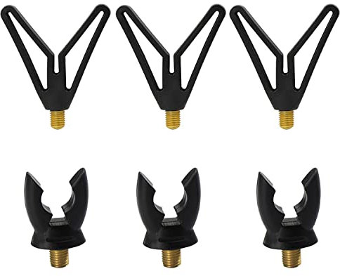 Croch Angelruten-Regal, 6 Stück, Schwarz/Gold, Metall oder hochwertiger Kunststoff, für Angelruten, Outdoor, Angeln