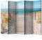 murando Akusticher Raumteiler Landschaft 225x172 cm beidseitig auf Vlies-Leinwand Bedruckt Trennwand Spanische Wand Sichtschutz Raumtrenner Design Meer Strand Brücke c-A-0054-z-c