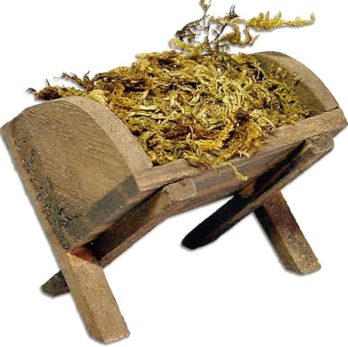 dekoprojekt Krippenzubehör Futterkrippe mit Moos 6 cm