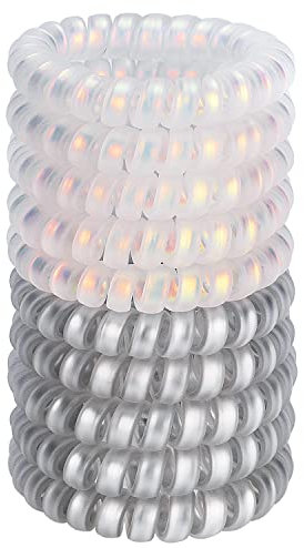 JessLab Spirale Haargummis, 10 Stück Spurlos Telefonkabel Haargummis für Pferdeschwanz, Kunststoffspulen-Haarbänder für Frauen und Mädchen, Farblich Sortiert (#11)