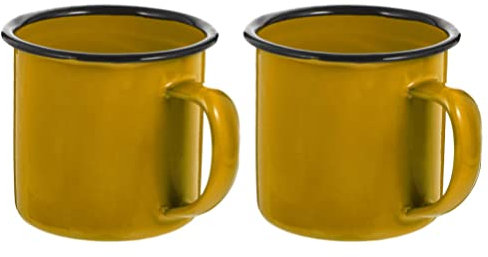 TOYANDONA 2 Stücke Retro Emaille Tasse Emaille Teetasse Kaffeebecher Milchbecher Retro Kaffeetasse Milchtasse Eisen Trinktasse Wassertasse Party Tasse für Outdoor Zuhause Camping Gelb