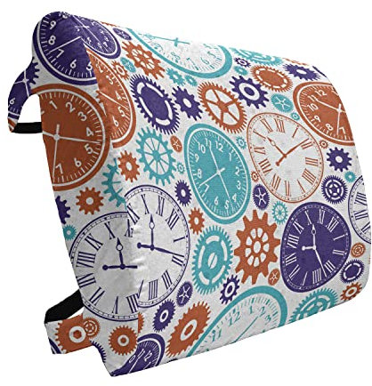 ABAKUHAUS Uhr Bettläufer, Uhr mit römischen Ziffern, Dekorativer Bettüberwurf für Ihr Heim Hotel oder ihre Gästezimmer, Twin, Blau und Dark Orange