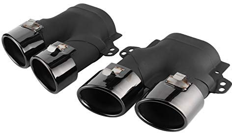 Akozon Quad Auspuffspitzen Quad-Auspuffblenden Auspuffendrohr Auspuffrohrende Diffusor für AMG C43 W205 S205 C205 A205 Facelift 2019+(Schwarz Chrom)
