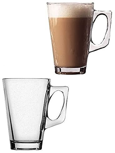poundsaver Clear Glasses for Iced Coffee, Latte, Cappuccino, Hot Chocolate,Special Designed for Heat Resistant, Plain Glasses for Tea, Coffee Cups 240 ml (Set of 2)