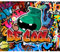 decomonkey - Papier Peint Panoramique Adhésif Street art Graffiti 245x175 cm - Beige orange turquoise bleu - Graffiti, motif graphique coloré, inscriptions en anglais, adolescent
