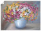 ARTLAND Wanddeko Poster & Kunstdrucke Wandposter 80x60 cm Querformat Stillleben Vase Keramik Pflanzen Blau Blumen Margeriten Kamille U4QB