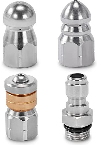 Jsrnqert Buse de jet de canalisation pour nettoyeur - Conseils de nettoyage des canalisations - Bouton rotatif avec raccord 1/4 - 5000 PSI